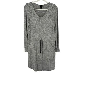 Mercer &‎ Madison Women's Gray Long Sleeve Drawstring Waist T-Shirt Dress